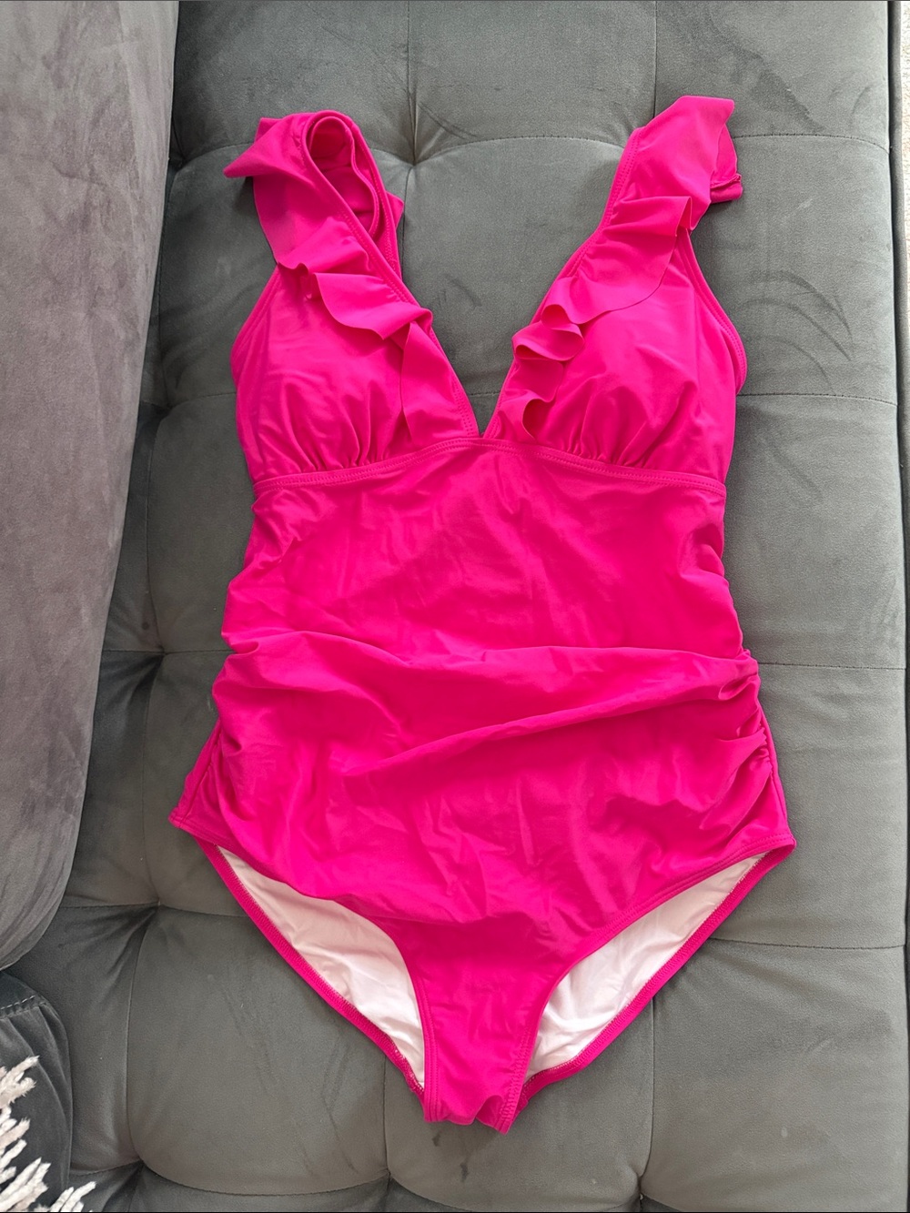Summer Mae Hot Pink Ruffle One-Piece maternity Swimsuit